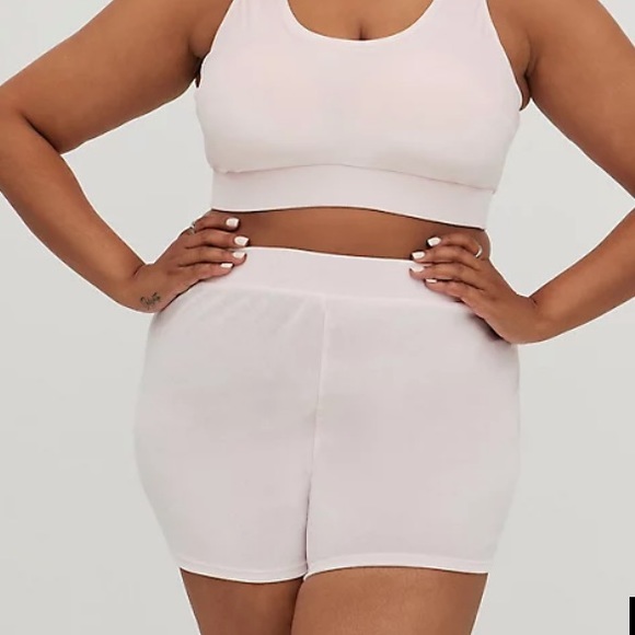 High waisted boyshort pink velvet shorts - Picture 1 of 5